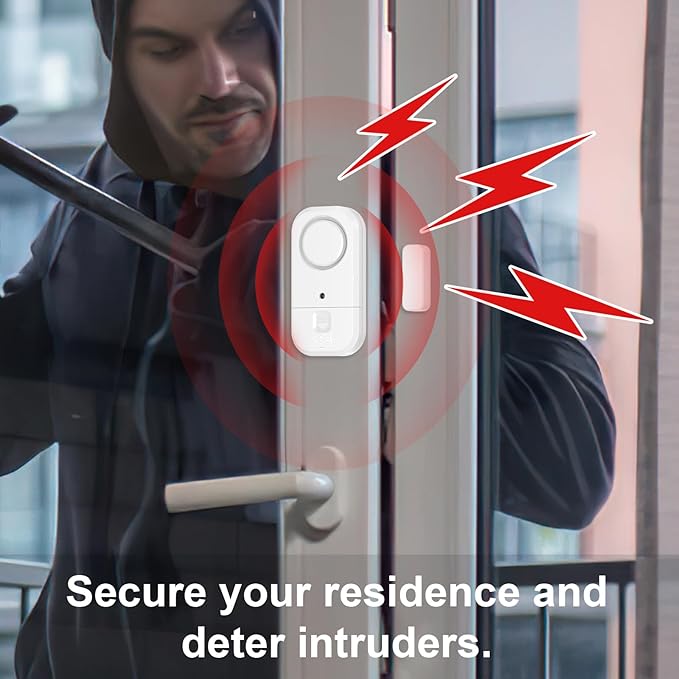 ANKOSHUN Door Window Alarm Sensors - Door Alarms for Kids Safety, Door Alarms for Home Security, for Home, Office, Store, Garage, Dorm Room, Apartment, RV, White, 6 Pack