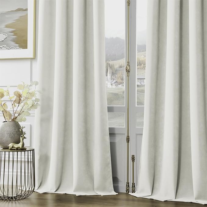 Joydeco Velvet Blackout Curtains Black Out Curtain 90 Inch Drapes | - Image 3