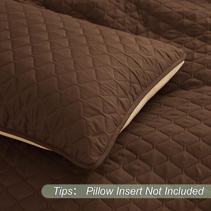 Exclusivo Mezcla Reversible California King Quilt Set, Chocolate Brown | - Image 5