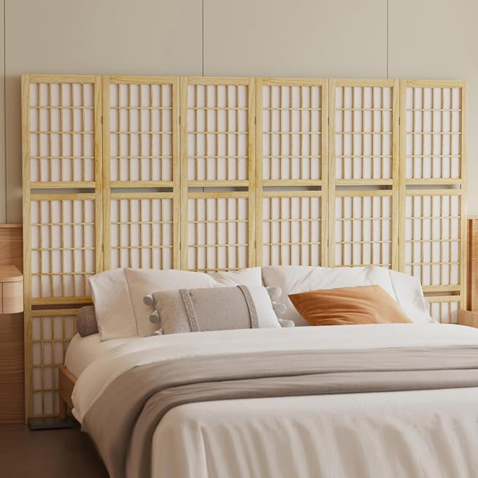 Room Divider with Shelves, 66.9-Inch Tall Japanese Shoji Style Wood Screen with - Image 4