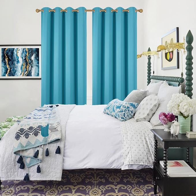 Diraysid Teal Grommet Blackout Curtains - Image 6