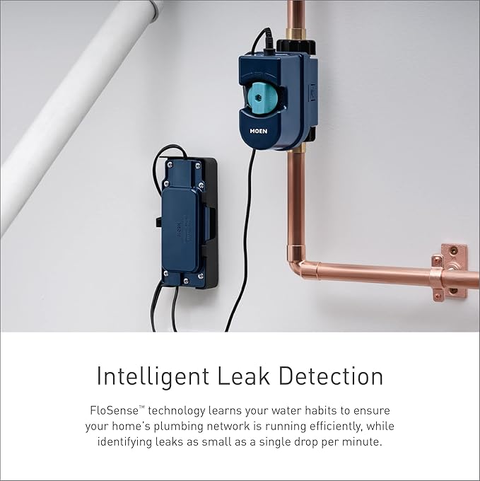 Moen Flo Smart Water Monitor and Automatic Shutoff Sensor, Wi-Fi Water Leak Detector for 3/4-Inch Diameter Pipe, 900-001
