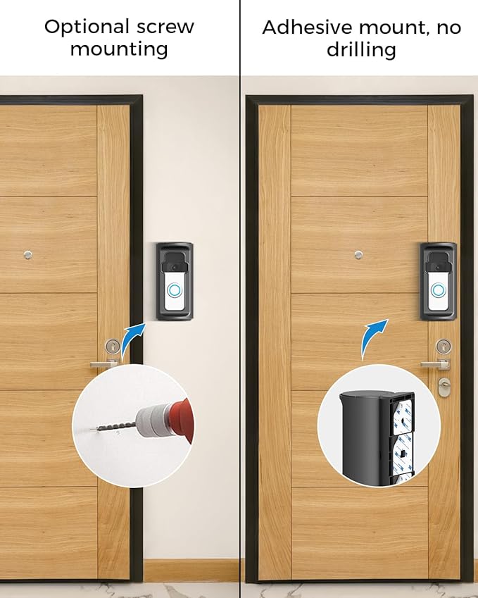 KMOUANTS Adjustable 360° Degree Doorbell Angle Mount Compatible with Ring/Wireless Video Doorbell/Battery Doorbell Plus/Pro Mount, Ring Camera Holder Door Mount no Drill