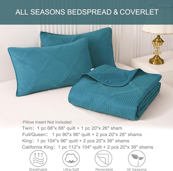 Exclusivo Mezcla Quilts Queen Size, Teal | Soft Bedspreads - Image 6