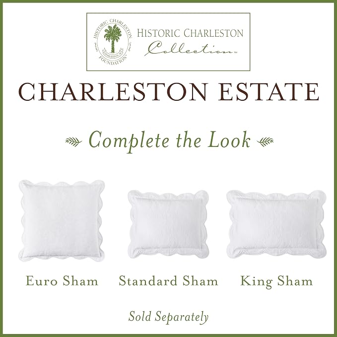 Charleston Estate Modern Farmhouse Floral Matelasse Coverlet - Image 9