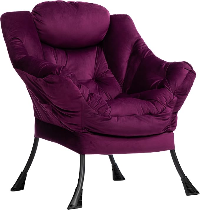 HollyHOME Lazy Chair with Armrest and Side Pocket, Comfy Accent Lounge Chair by HollyHOME