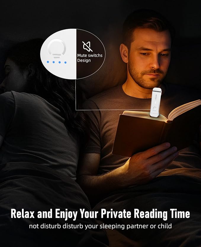 Book Reading Light, 2 Pack Silent Touch Books Lamp - Image 7
