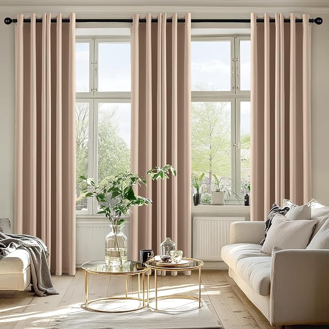 MIULEE Blackout Curtains for Bedroom 2 Panels 40 x 80 Inch Long Beige | Thermal - Image 6