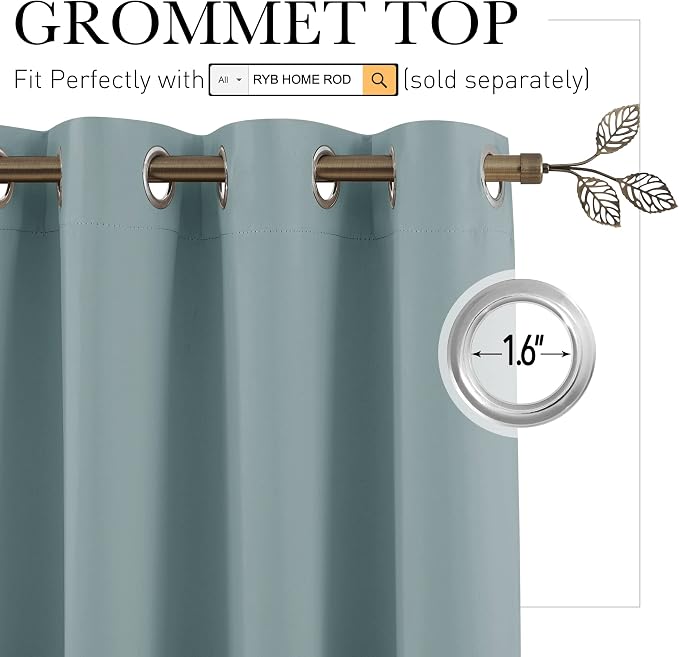RYB HOME Privacy Curtain for Sliding Glass Door Locker Room Basement Closet | - Image 2