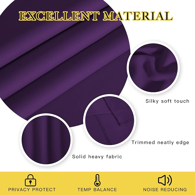 NICETOWN Royal Purple Blackout Curtains - Image 2