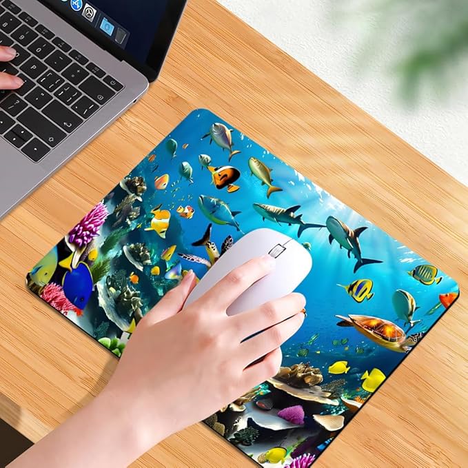 Underwater World of The Ocean Square Mouse pad, Texture, Waterproof, Anti Slip Rubber Base, Computer Mouse pad, Laptop Mouse pad