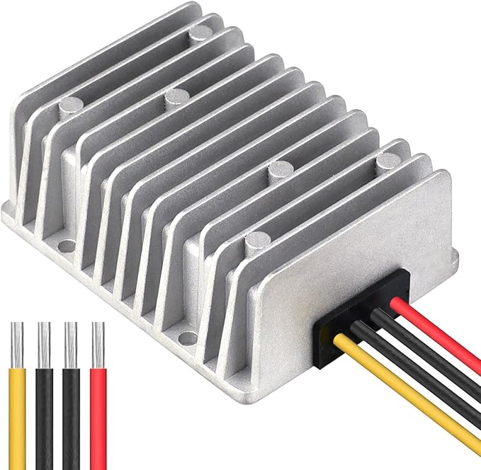 Cllena DC 9V-40V to 24V 10A Automatic Buck Boost Converter Step Down/Up Regulator Voltage Reducer Converter Waterproof Regulated DC Power Supply for Golf Cart Club Car LED Light