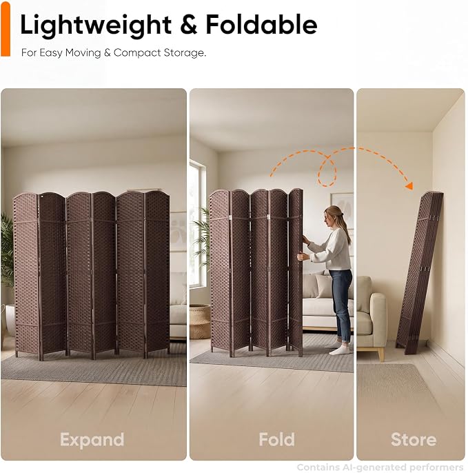 Outdoor Privacy Screen 6-Panel Folding Room Divider Space Partition | 67" H x - Image 4