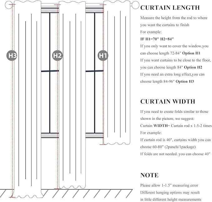 QJmydeco Pleated Curtains with Pin Hooks Linen Kitchen 45 Inch Length 2 Panels - Image 2