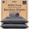 Bambaw 100% Viscose Derived from Bamboo Sheets King Size Set – 4pcs Cooling Deep Pocket King Sheet Set, Fits Up to 16'' with Elastic Corner Straps, Super Soft Sheets, Luxury Bedding (Charcoal)