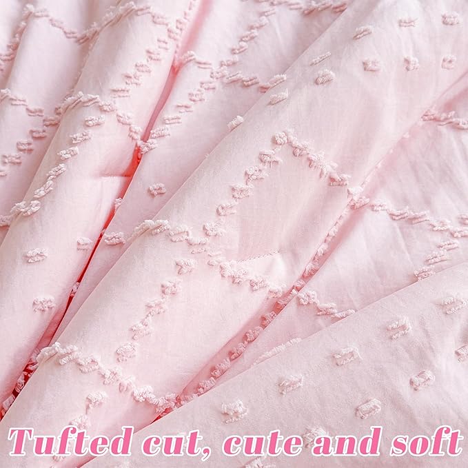 Wowelife Baby Girl Crib Bedding Set, Boho 3-Piece Crib Comforter Set for Girls, Ruffle Baby Nursery Bedding Set Include Quilted Comforter, Crib Skirt and Sheet, Pink