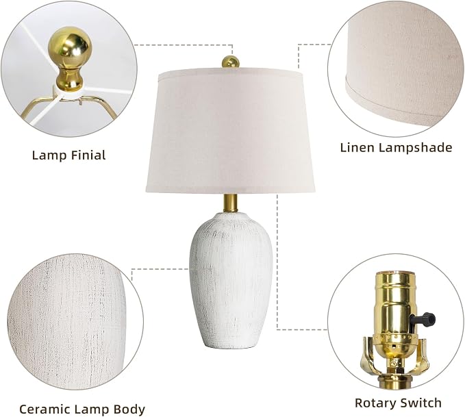 AIEAMPDO 21'' Set of 2 Rustic Ceramic Small Table Lamps - Image 6