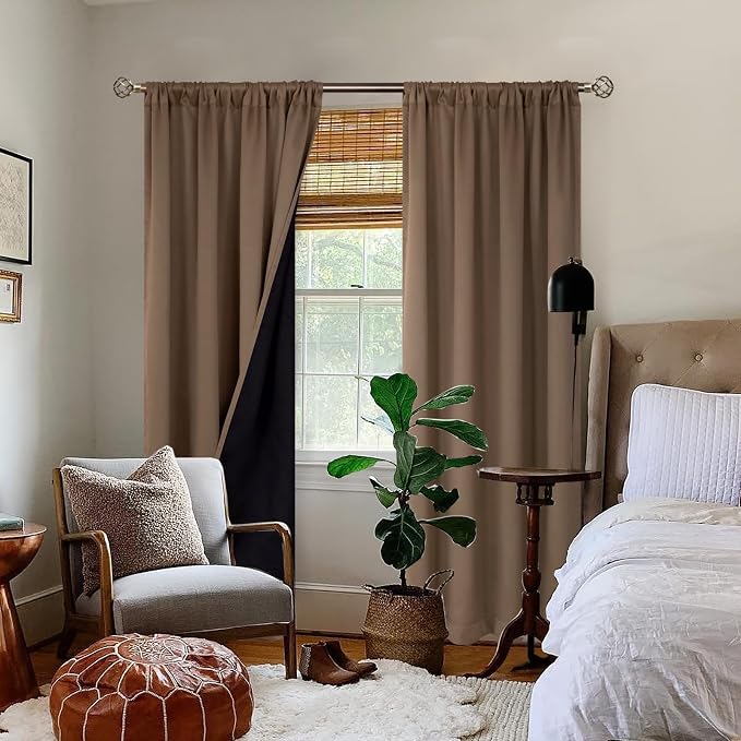 BGment Taupe 100% Blackout Curtains - Image 2