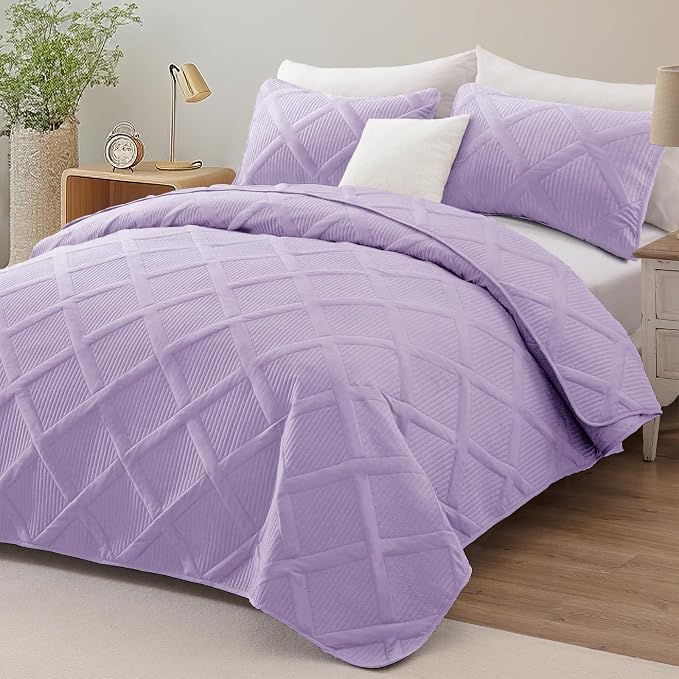 Exclusivo Mezcla Twin Size Quilt Set, Lilac | Soft Bedspreads - Image 2
