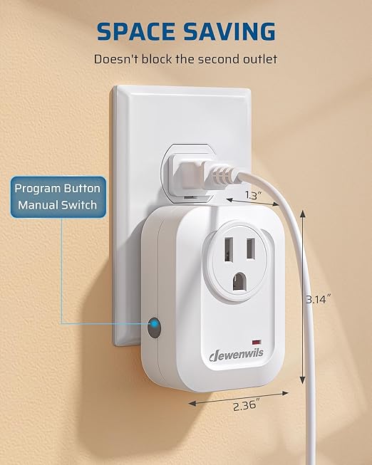 DEWENWILS Remote Control Outlet Wireless Wall Mounted Light Switch, Electrical Plug in On Off Power Switch for Lamps, Fans, Household Appliance, No Wiring, 100 Feet RF Range, Programmable