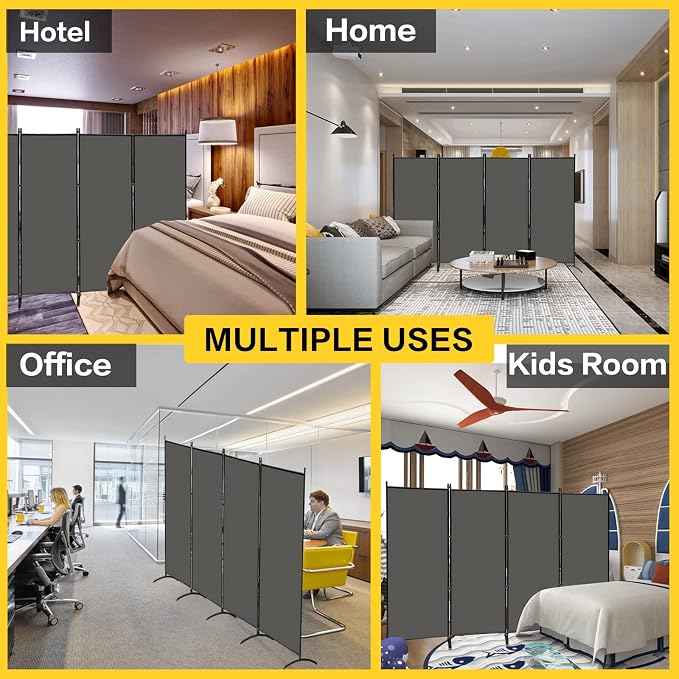MAYOLIAH 4 Panel Privacy Screen Room Dividers 6FT Tall Portable Office Wall | - Image 3