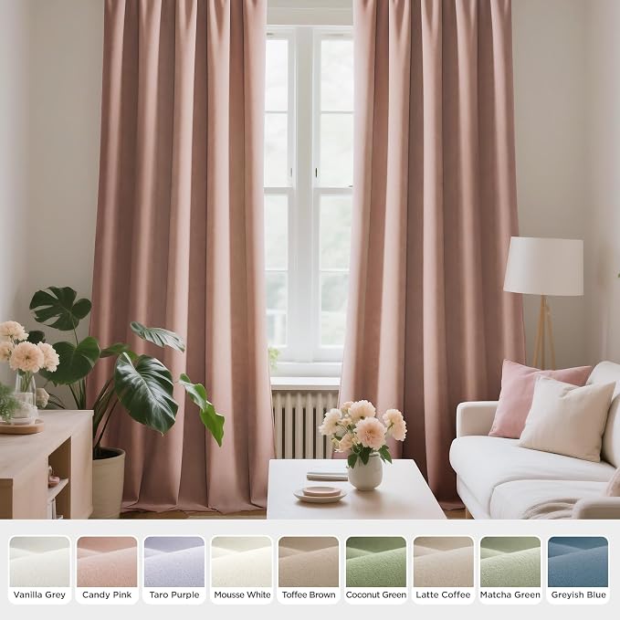 Joydeco Velvet Blackout Curtains Black Out Curtain 72 Inch Drapes | - Image 7