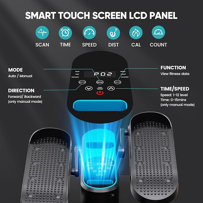 Dripex Under Desk Elliptical Machine, Electric Leg Exerciser While Sitting for Seniors, Portable Seated Pedal Exerciser with 12 Level Speeds, Remote Control, 6 Auto preset Programs