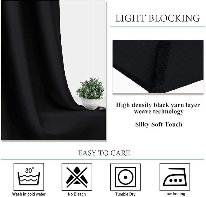 Diraysid Black Grommet Blackout Curtains - Image 3