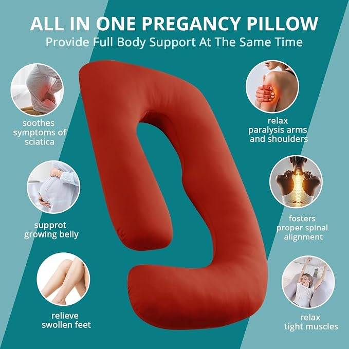 Cooling Pregnancy Pillows for Sleeping, Down Alternative, Removable Cover - Image 7