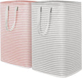 Lifewit 2 Pack Laundry Hamper Large Collapsible Laundry Basket, Freestanding Waterproof Cloth Hamper with Easy Carry Handles in Laundry Room Bedroom Bathroom Dorm for Adult, Gray&Pink, 2 x 80L