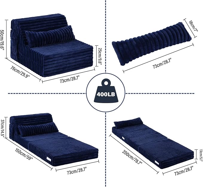 Folding Sofa Bed Convertible Sleeper Chair Mattress - Image 2