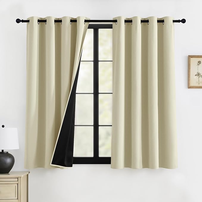 RYB HOME 100% Blackout Curtains 63 inches Length, Thermal Insulated | Total by RYBHOME