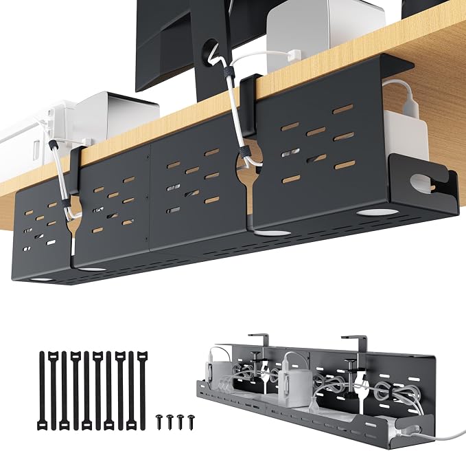 Univivi Under Desk Cable Management Tray, Cable Management, 32 inch, Under Desk by Univivi