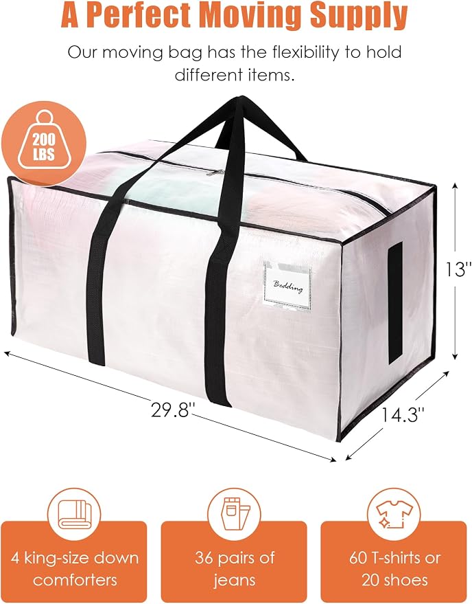 SWEET DOLPHIN 8 Pack 200LB Heavy-Duty Moving Bags - Image 4