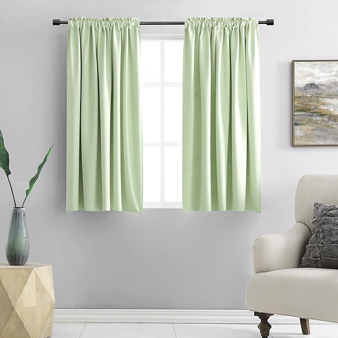 Light Green Blackout Curtains 48 inches Long by DONREN