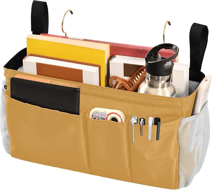 Mustard Yellow Bedside Caddy Storage Bag Bedside Organizer - Image 3