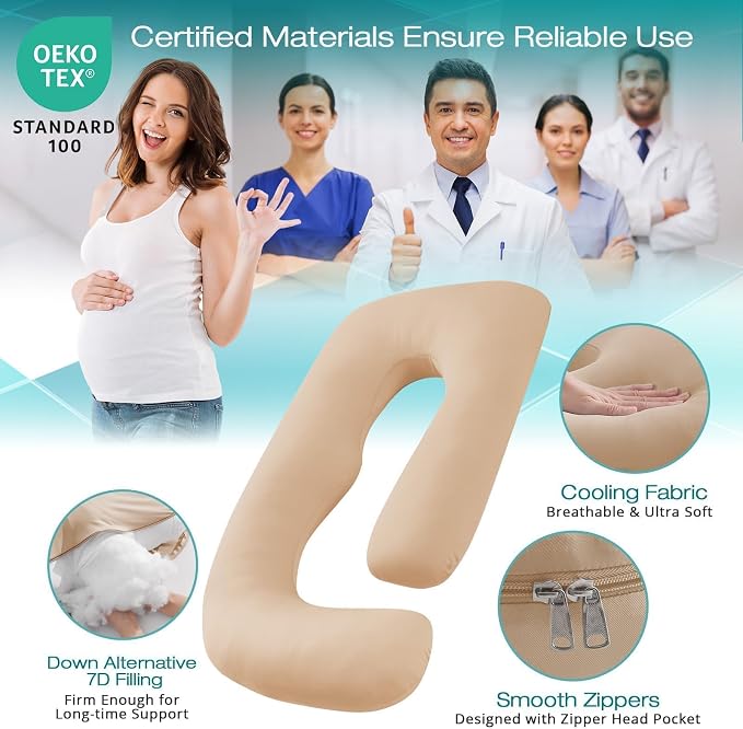 Cooling Pregnancy Pillows for Sleeping, Down Alternative, Removable Cover - Image 3