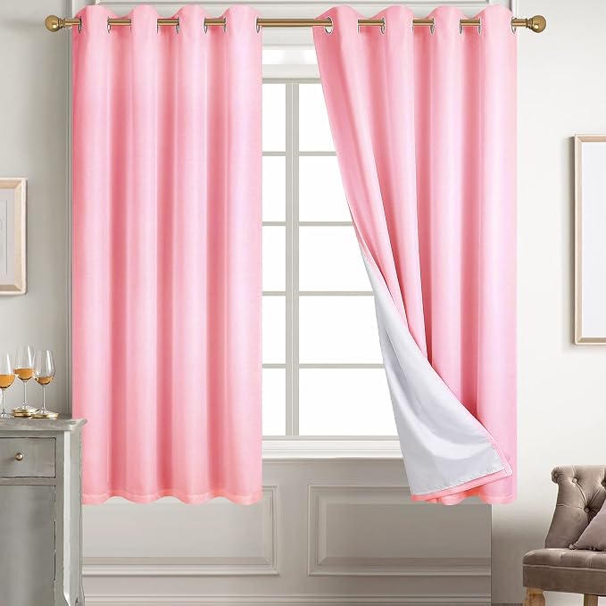 Diraysid 100% Blackout Curtains Pink Linen Curtains by Diraysid%2C+refresh+your+life