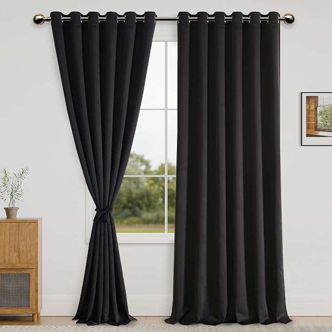 DWCN Black Blackout Curtains for Bedroom by DWCN