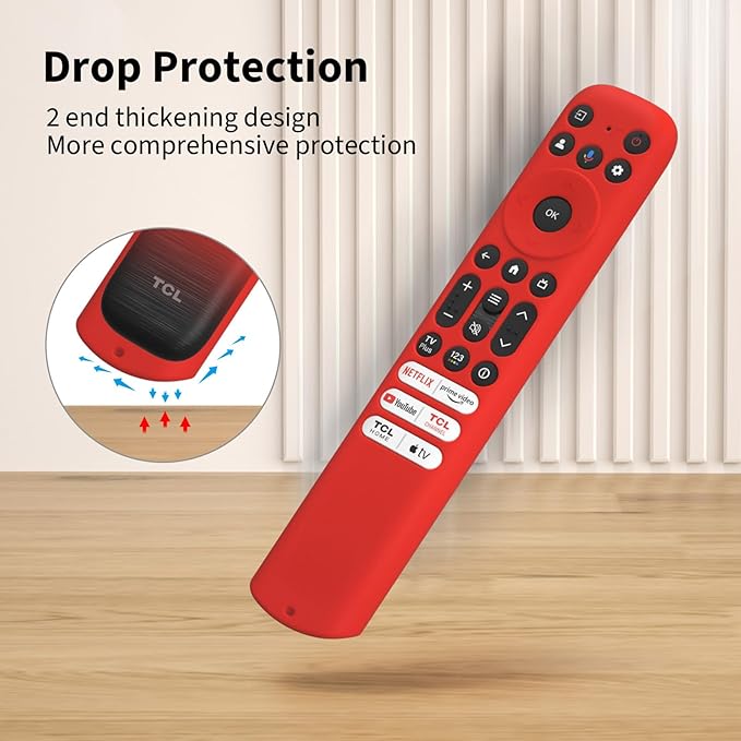 Hi Color Silicone Cover for TCL RC813 FMB1/RC923/RC902V Remote Protective Case Sleeve for TCL Smart TV Remote RC813 FMB1 Case Cover(red)