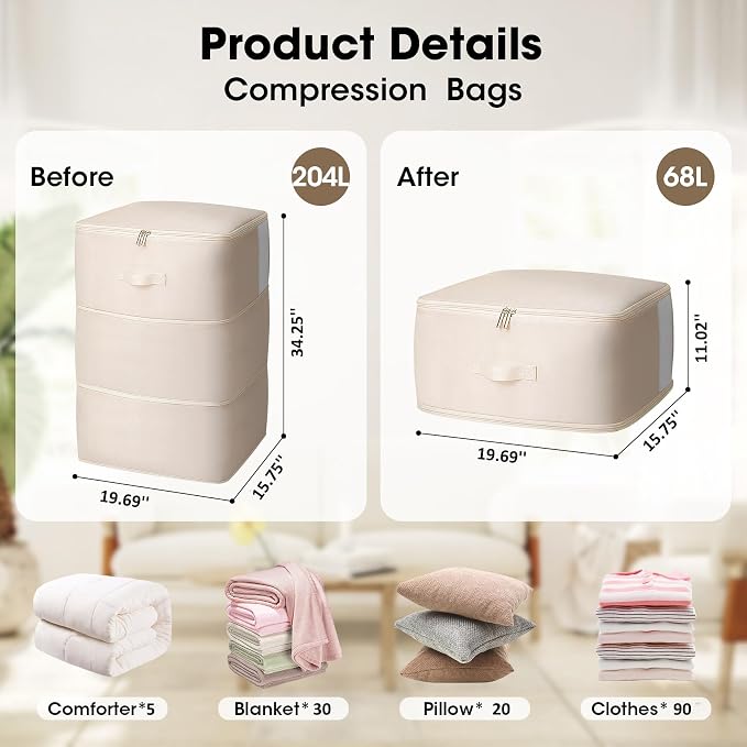 1 Pack Comforter Storage Bag, 204L Blanket Storage Bags Self Compression - Image 2