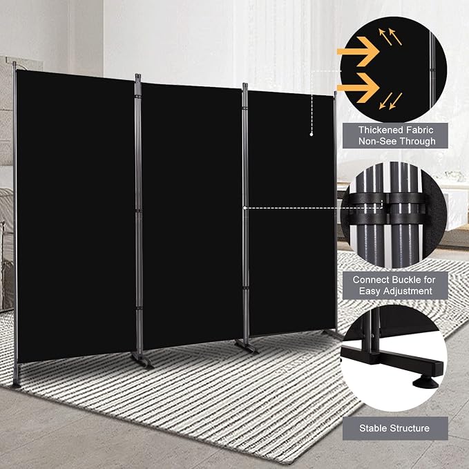 Room Divider 3 Panel-102''Wide Folding Privacy Screen, Large Partition Wall | - Image 3