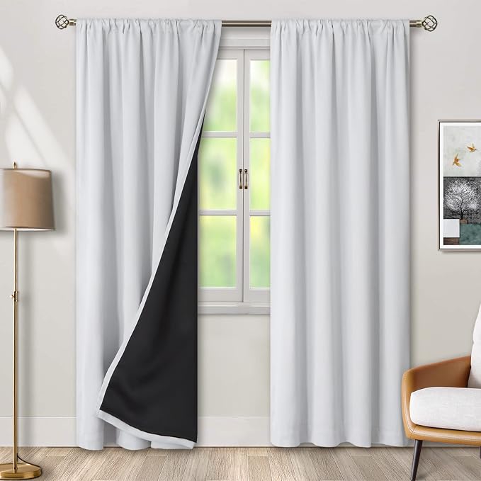 BGment Greyish White 100% Blackout Curtains 84 Inches Long - Image 2