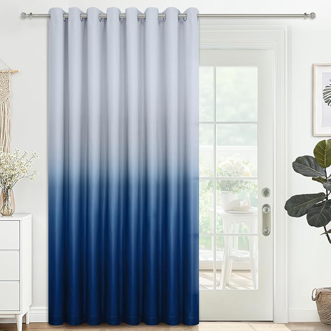 SimpleHome Ombre Gradient Blue White to Gray Curtains - Image 2