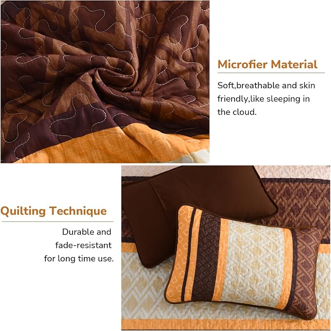 Dinjoy Quilts King Size, Striped Bedspread Bedding Sets, Coverlet Bed Sets - Image 5