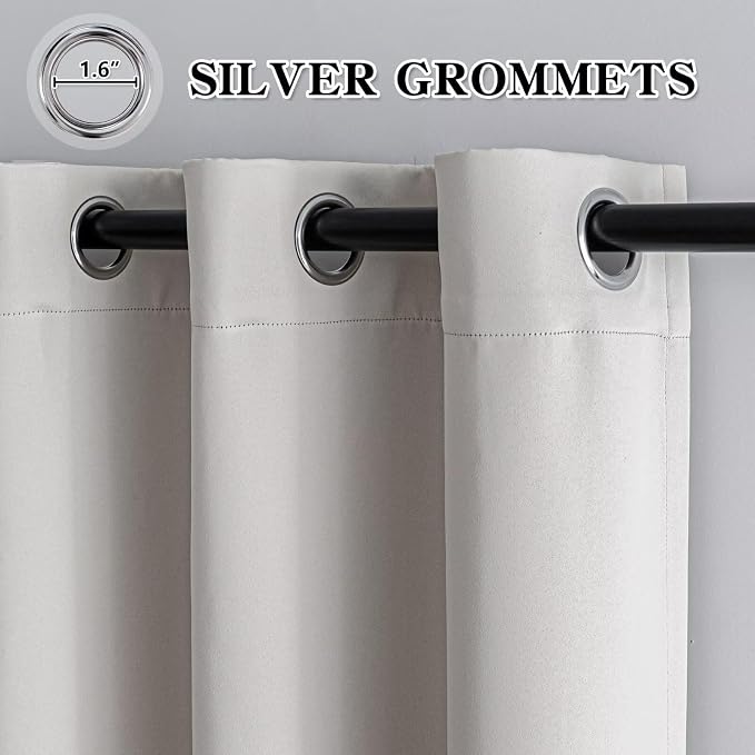 IGEMAEVE Blackout Curtains for Bedroom Grommets Greyish White 52" W x 96" L | - Image 3