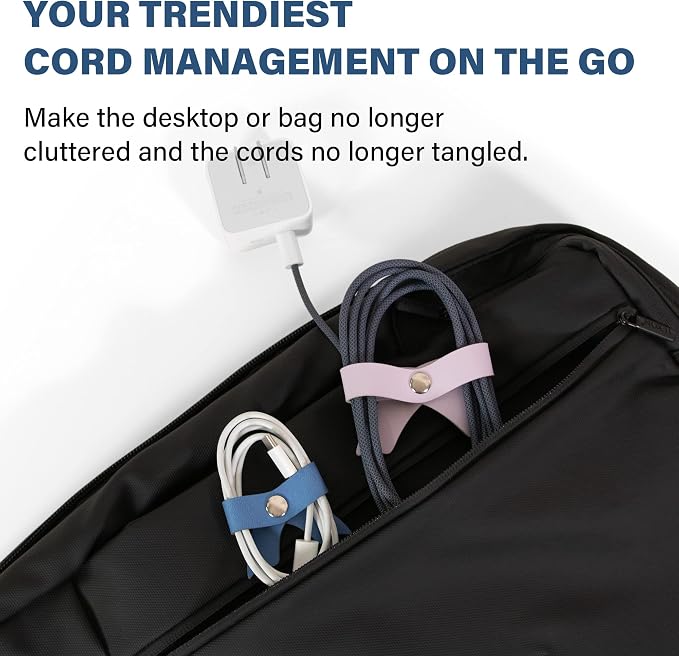 5 Pack Cord Organizer, Bow Cord Keeper, Cable Organizer USB Holder, Leather - Image 3