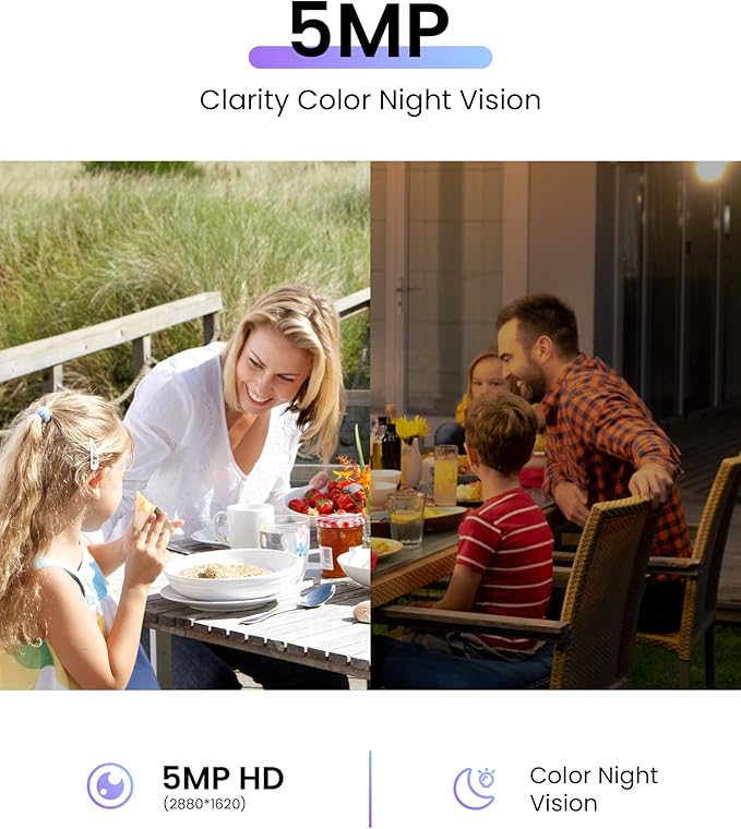 Loocam Camera for Home Security, POE Security Camera System with 4pcs Pan & Tilt Camera for Indoor Outdoor, Person/Vehicle Detection, Color Night Vision, 4K 8CH NVR 2TB HDD Included, Plug & Play
