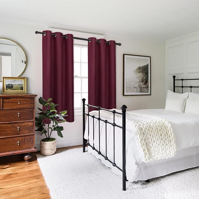 Diraysid Burgundy Red Grommet Blackout Curtains - Image 7