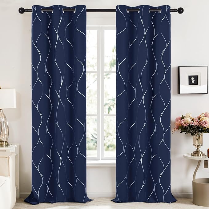 Deconovo Curtains for Living Room, Pattern Blackout Curtains 96 Inches Long | - Image 2